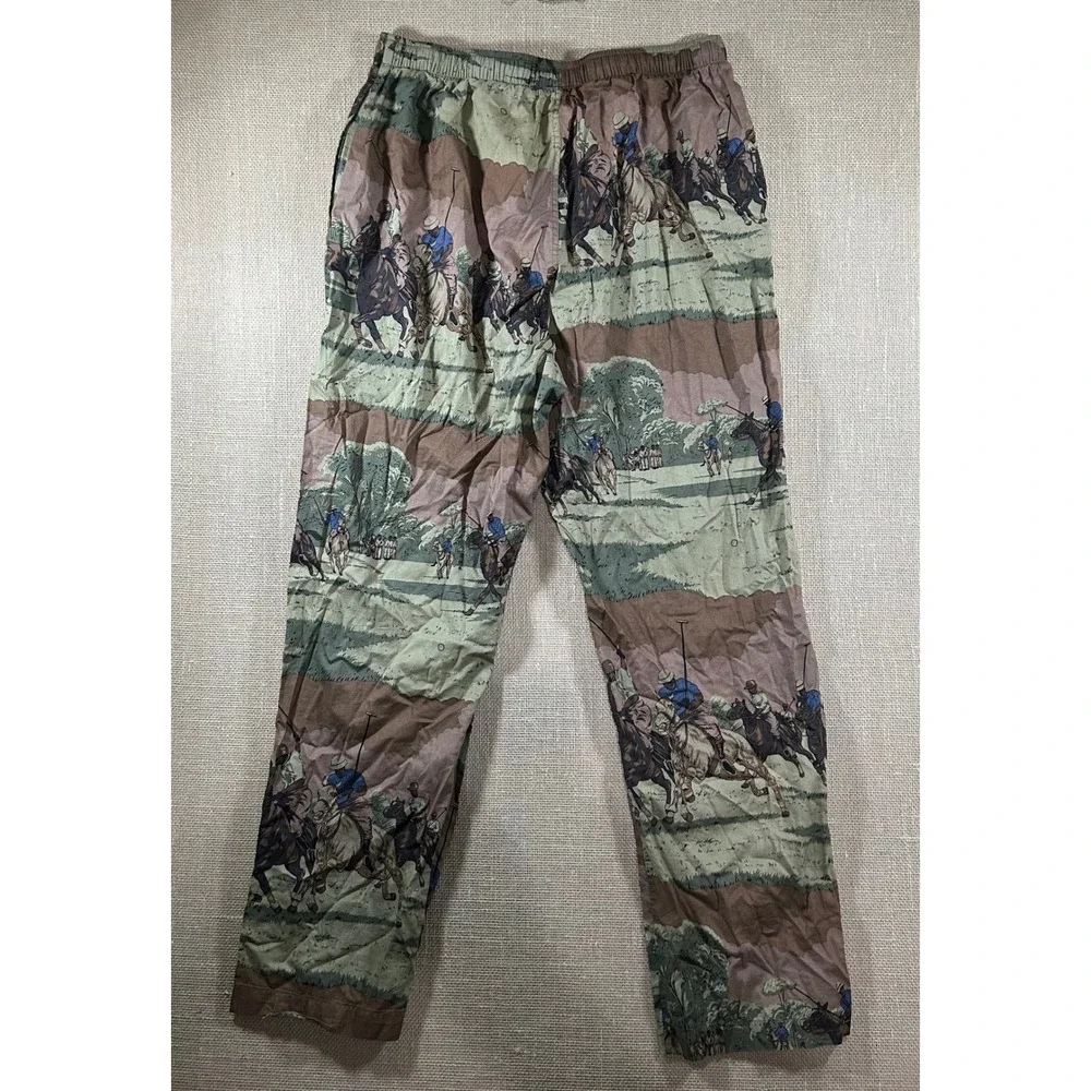 Polo Ralph Lauren Mens Large Pajama Pants Equestrian Polo Match Print Cotton L